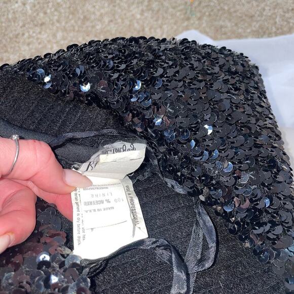 Vintage Rob Hill for Mister Jay sequined top chiffon bottom black/white SZ 7 - Picture 8 of 13
